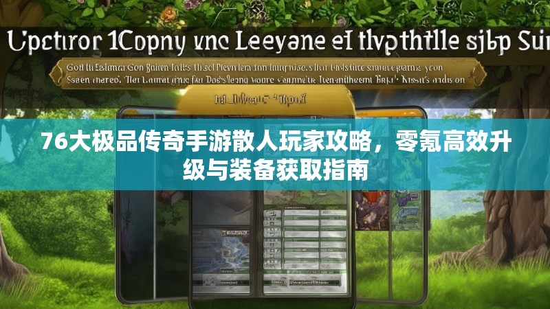 76大极品传奇手游散人玩家攻略，零氪高效升级与装备获取指南