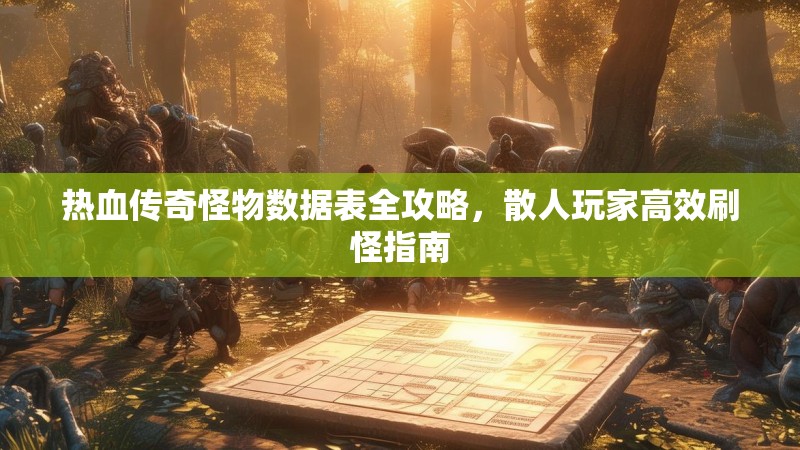 热血传奇怪物数据表全攻略，散人玩家高效刷怪指南