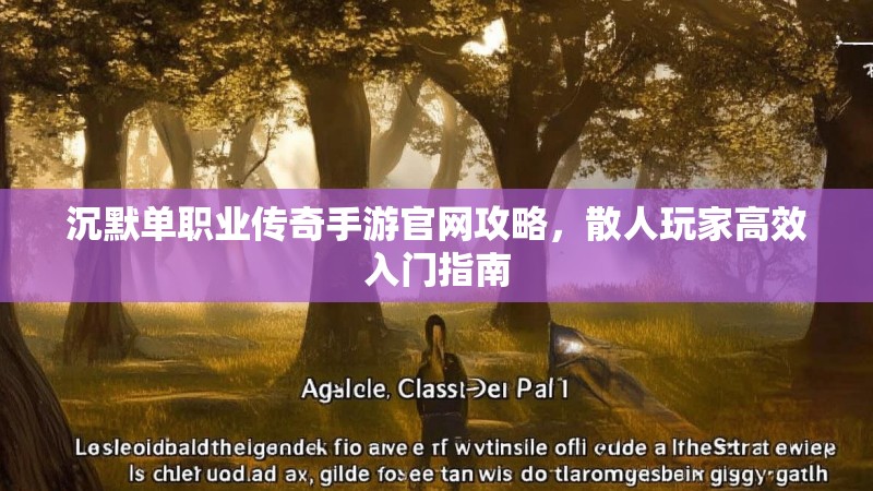 沉默单职业传奇手游官网攻略，散人玩家高效入门指南