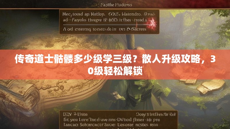 传奇道士骷髅多少级学三级？散人升级攻略，30级轻松解锁