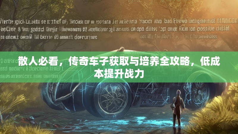 散人必看，传奇车子获取与培养全攻略，低成本提升战力