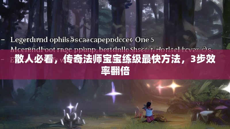 散人必看，传奇法师宝宝练级最快方法，3步效率翻倍