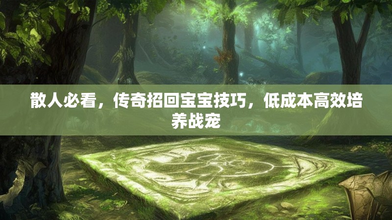 散人必看，传奇招回宝宝技巧，低成本高效培养战宠