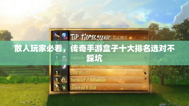 散人玩家必看，传奇手游盒子十大排名选对不踩坑