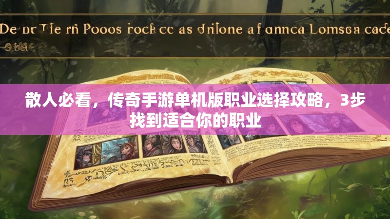 散人必看,传奇手游单机版职业选择攻略,3步找到适合你的职业