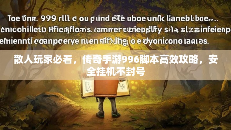 散人玩家必看，传奇手游996脚本高效攻略，安全挂机不封号