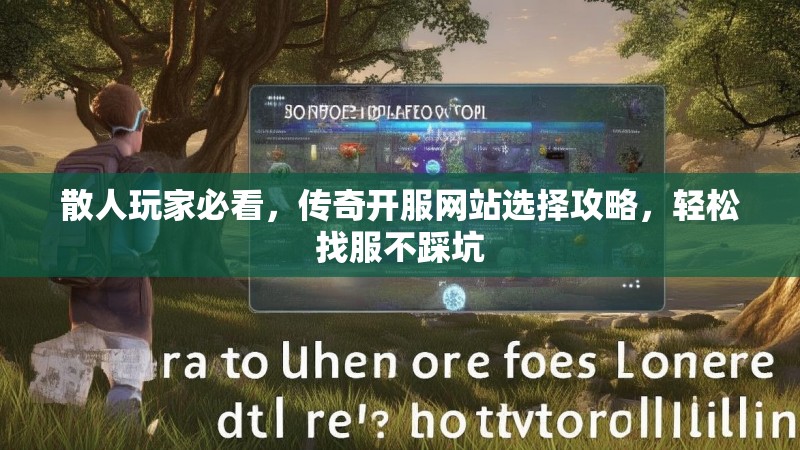 散人玩家必看，传奇开服网站选择攻略，轻松找服不踩坑