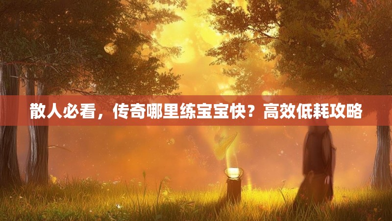 散人必看，传奇哪里练宝宝快？高效低耗攻略