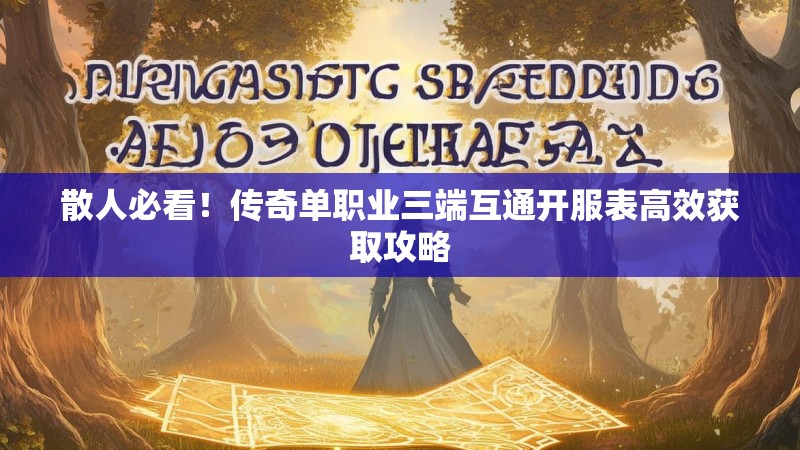 散人必看！传奇单职业三端互通开服表高效获取攻略