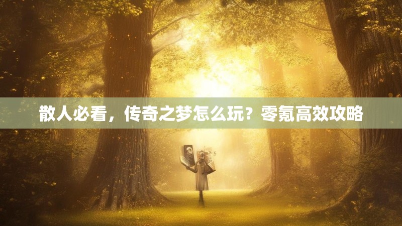 散人必看,传奇之梦怎么玩?零氪高效攻略