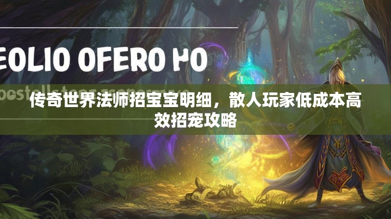 传奇世界法师招宝宝明细，散人玩家低成本高效招宠攻略
