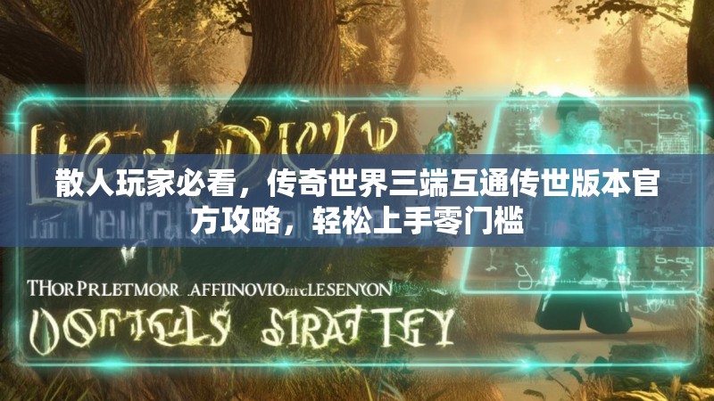 散人玩家必看,传奇世界三端互通传世版本官方攻略,轻松上手零门槛