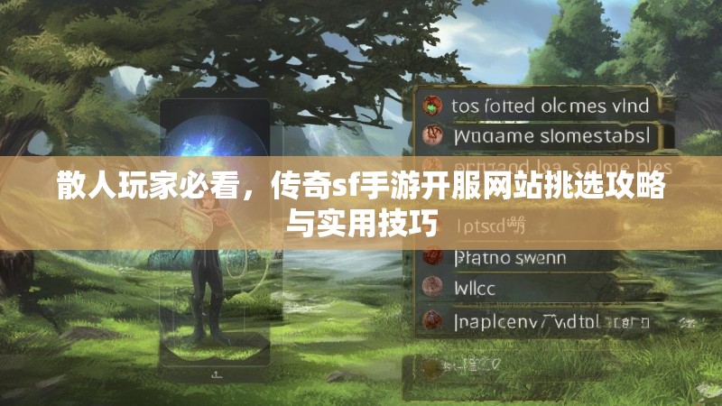 散人玩家必看，传奇sf手游开服网站挑选攻略与实用技巧