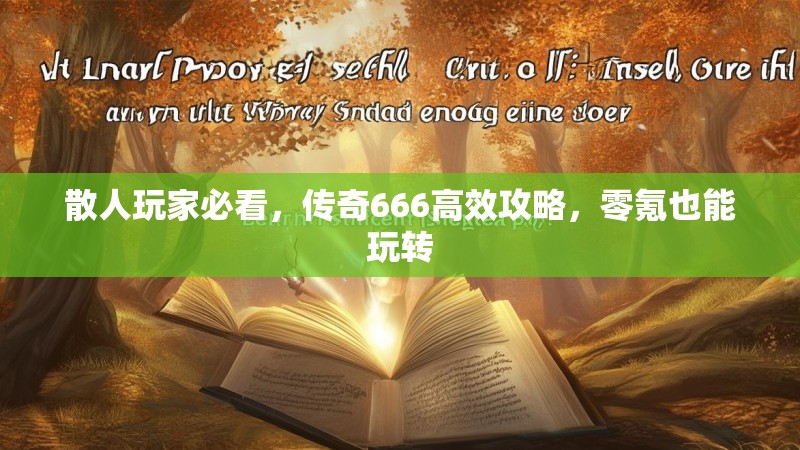 散人玩家必看，传奇666高效攻略，零氪也能玩转