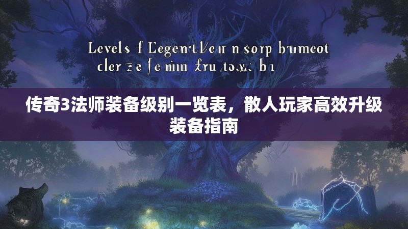 传奇3法师装备级别一览表，散人玩家高效升级装备指南