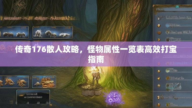 传奇176散人攻略，怪物属性一览表高效打宝指南