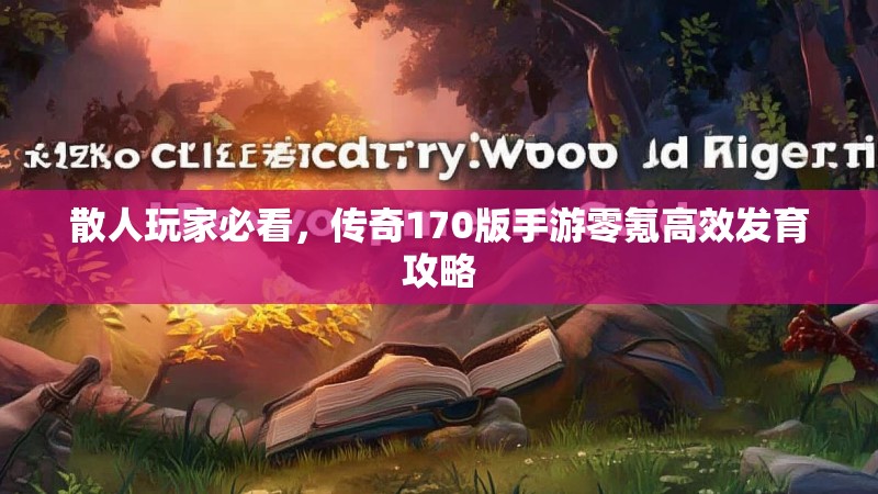 散人玩家必看,传奇170版手游零氪高效发育攻略