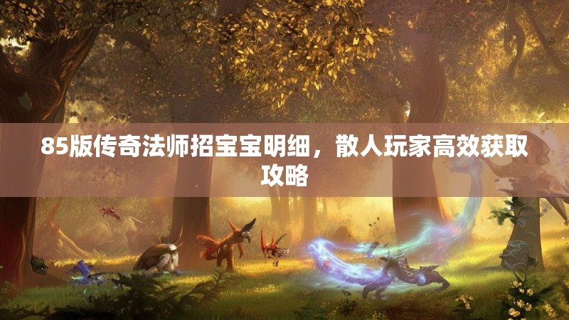 85版传奇法师招宝宝明细，散人玩家高效获取攻略