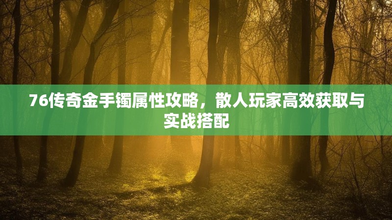 76传奇金手镯属性攻略，散人玩家高效获取与实战搭配