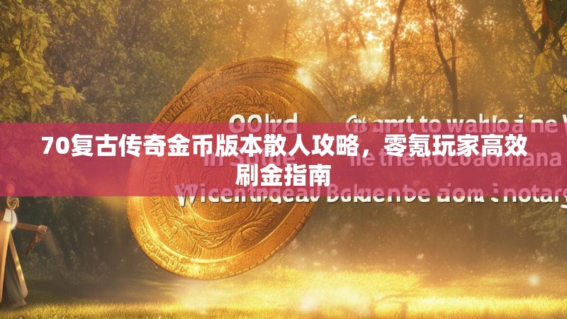 70复古传奇金币版本散人攻略，零氪玩家高效刷金指南