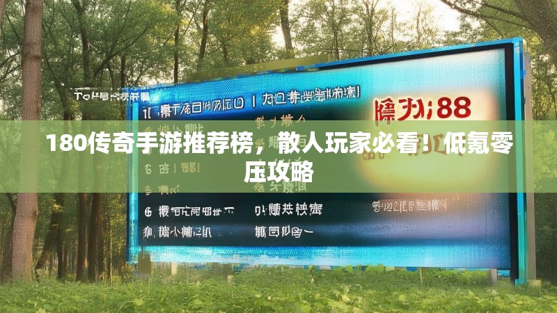 180传奇手游推荐榜，散人玩家必看！低氪零压攻略