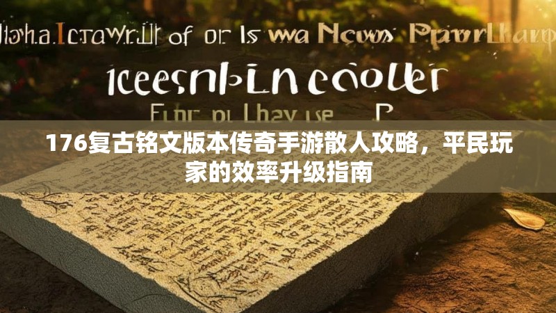 176复古铭文版本传奇手游散人攻略，平民玩家的效率升级指南