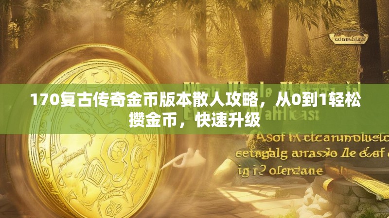 170复古传奇金币版本散人攻略，从0到1轻松攒金币，快速升级