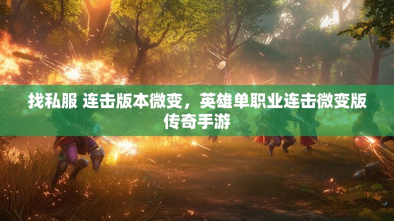 找私服 连击版本微变，英雄单职业连击微变版传奇手游